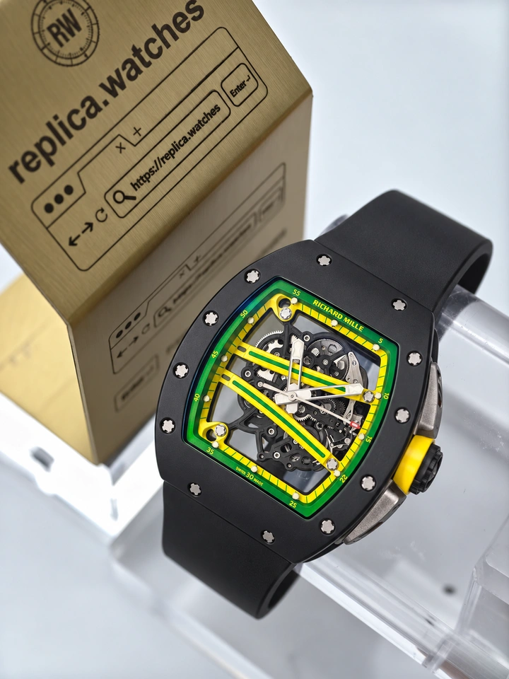 Richard Mille RM 61-01 TZP Yohan Blake 50mm Black Ceramic Skeleton Watch Clone RMUL2 Manual Movement