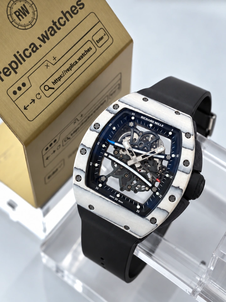 Richard Mille RM 61-01 Yohan Blake Carbon Fiber Skeleton Watch White Carbon Fiber Bezel RMUL2 Movement 1:1 Clone