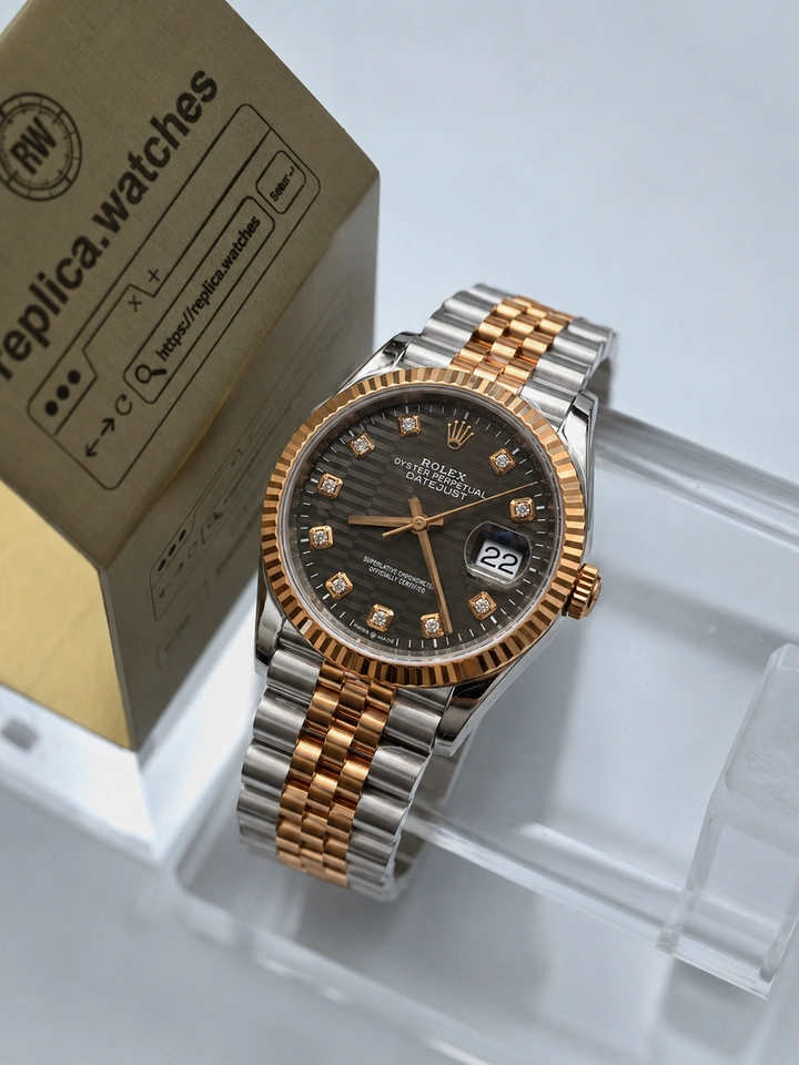 Rolex Datejust M126231-0041 36mm Slate Grey Fluted Dial Super Clone Watch with Two-Tone Jubilee Bracelet