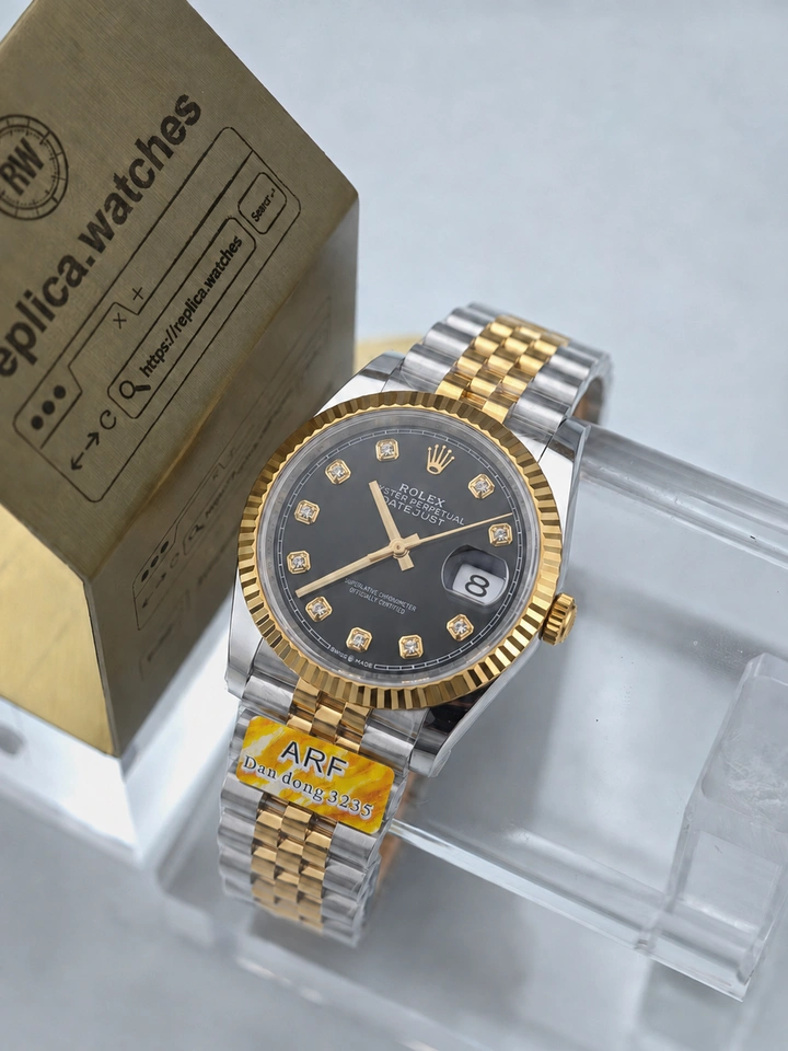 Rolex Datejust M126233-0021 Clone Watch 36mm Black Dial 904L Steel Two Tone Super Clone Edition