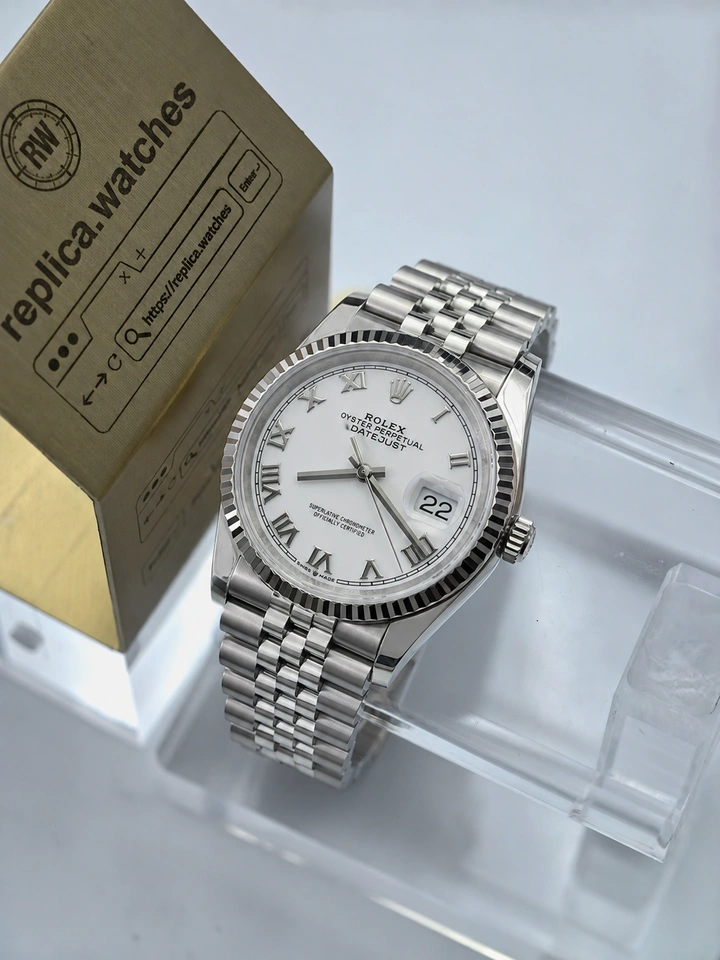 Rolex Datejust M126234-0025 36mm Clone Watch White Roman Dial 904L Steel Super Clone Calibre 3235 Movement