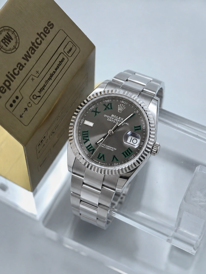 Rolex Datejust M126234-0046 36mm Slate Gray Green Roman Dial Clone Watch 904L Steel Super Clone Edition