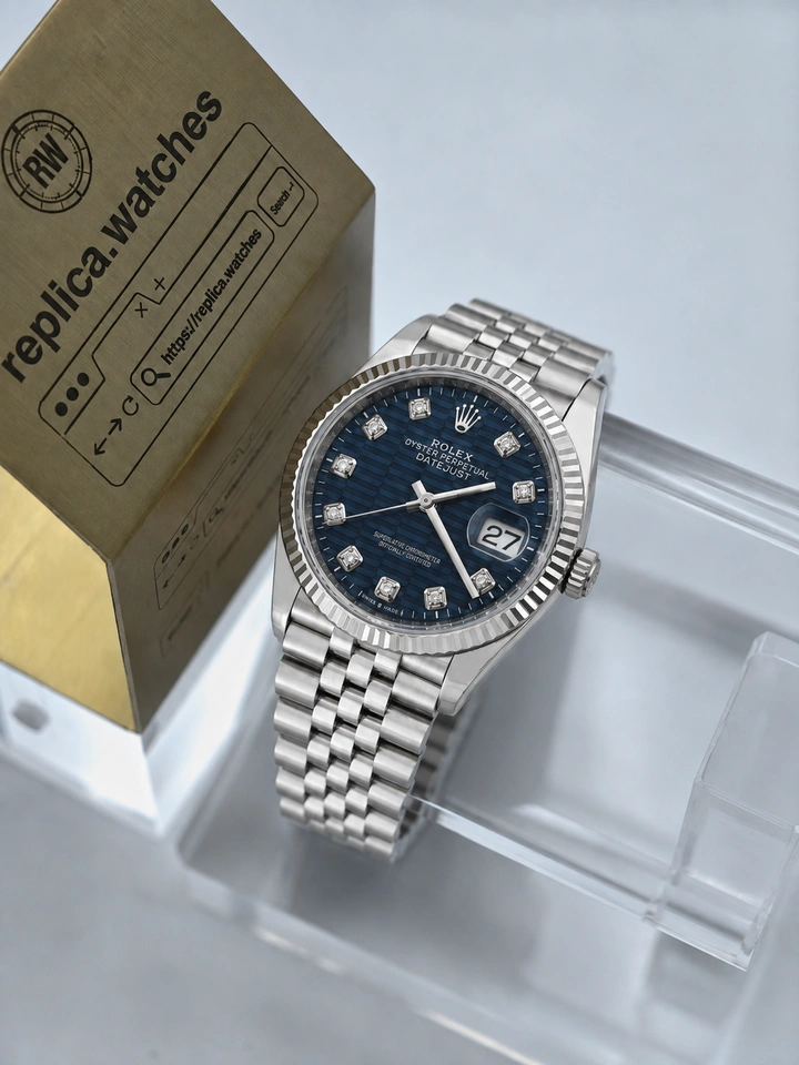 Rolex Datejust M126234-0057 Blue Fluted-Motif Dial 36mm Clone Watch with Clone Calibre 3235 Movement