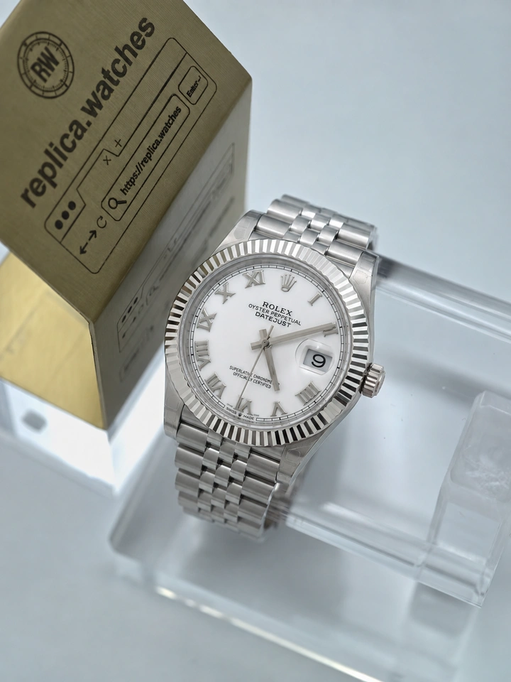 Rolex Datejust M126234-0061 36mm White Roman Dial Clone Watch with 904L Steel Case Super Clone Calibre 3235