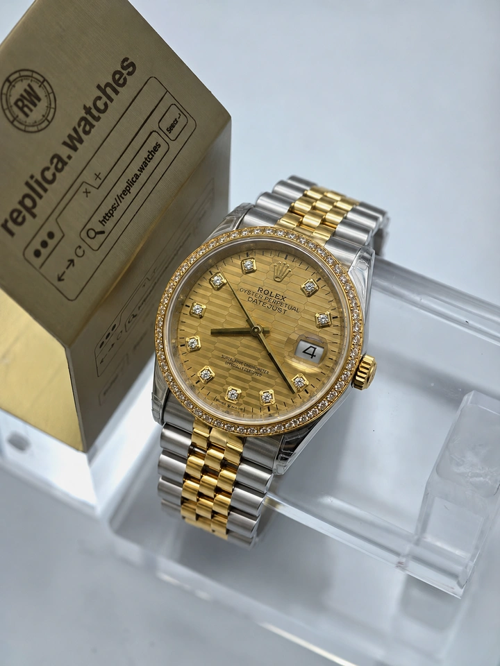 Rolex Datejust M126283RBR-0031 36mm Two-Tone Gold Textured Dial Super Clone Watch with Clone Calibre 3235