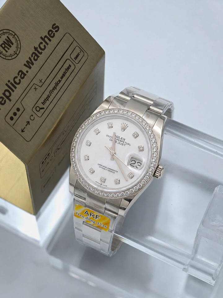 Rolex Datejust M126284RBR-0012 36mm White Mother of Pearl Dial Super Clone Watch with Clone 3235