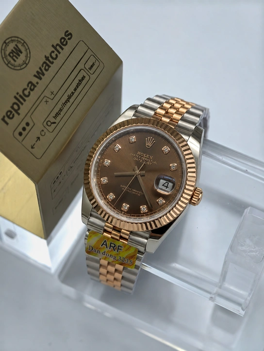 Rolex Datejust 41 M126331-0004 Super Clone Watch Chocolate Dial 904L Steel Rose Gold Jubilee Bracelet