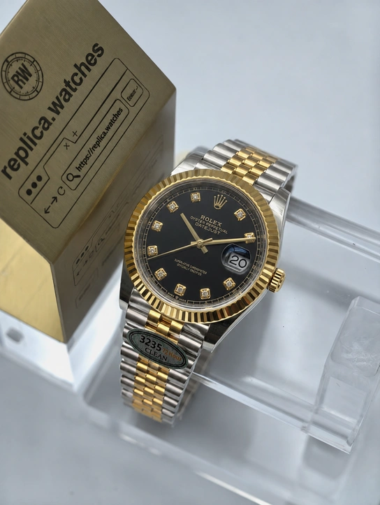 Rolex Datejust M126333-0006 Super Clone Watch 41mm Black Dial Two Tone 904L Steel Clone 3235