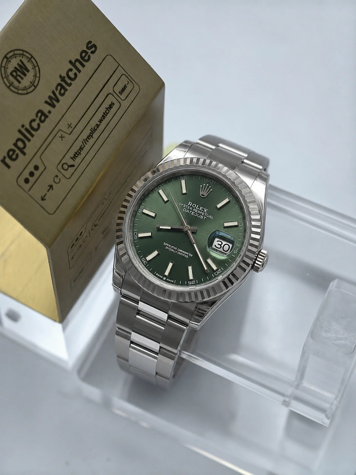 Rolex Datejust M126334-0027 41mm Mint Green Sunray Dial 904L Steel Super Clone Watch