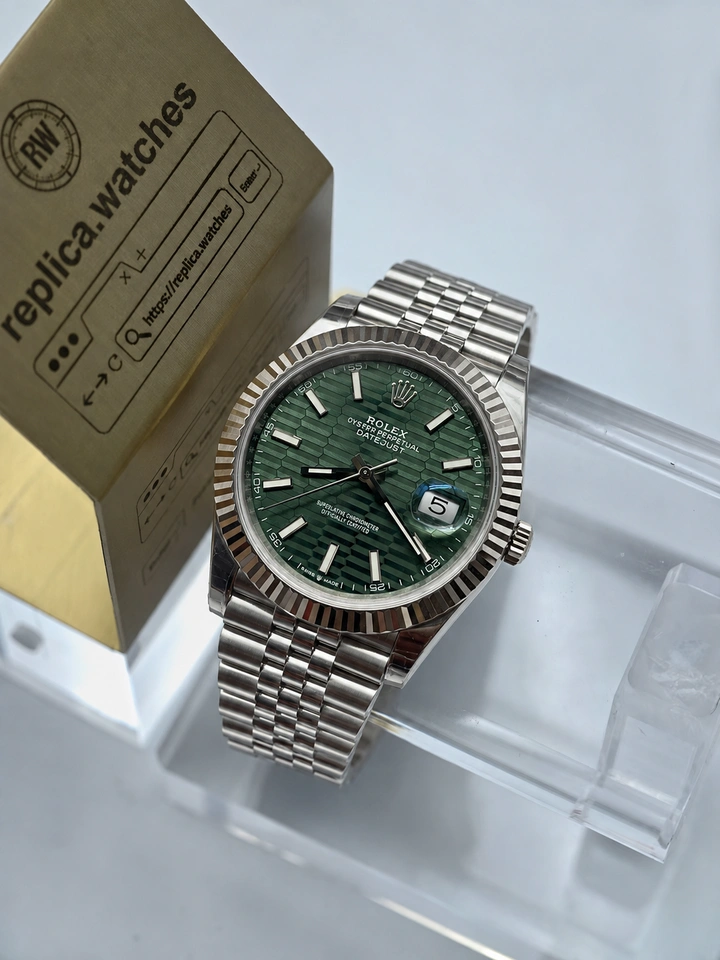 Rolex Datejust M126334-0030 Super Clone Watch 41mm Green Fluted-Motif Dial 904L Steel Clone Calibre 3235