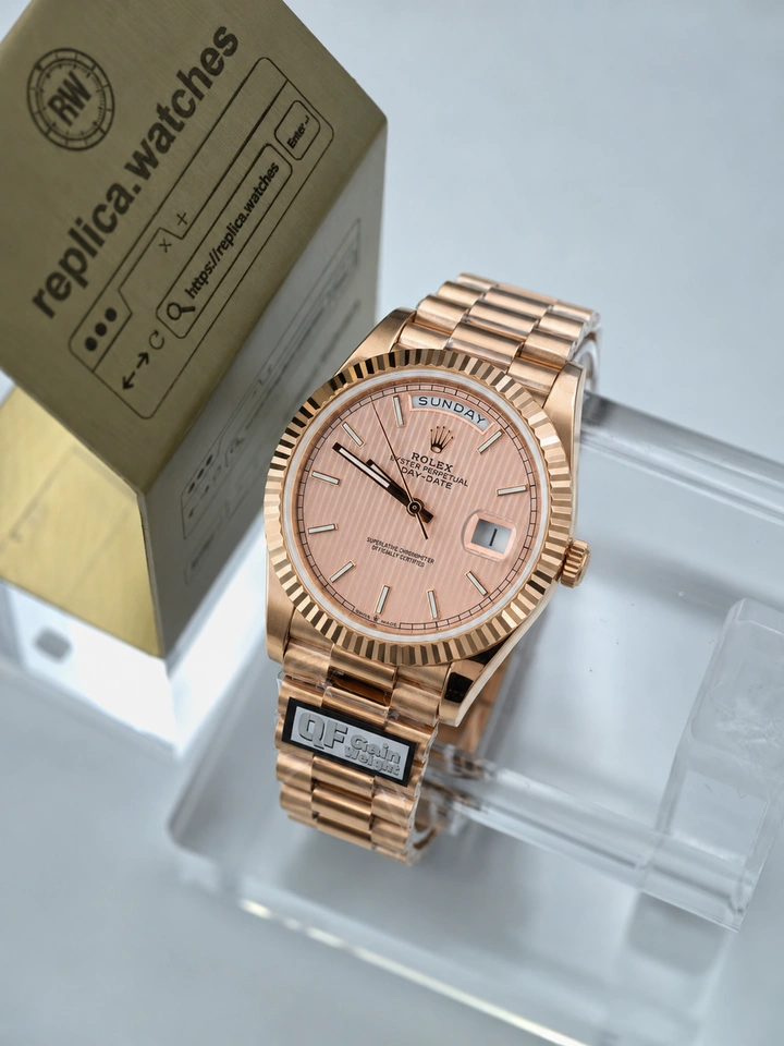 Rolex Day-Date M228235-0005 Super Clone Watch 40mm Sundust Pink Dial Clone Cal.3255 Rose Gold