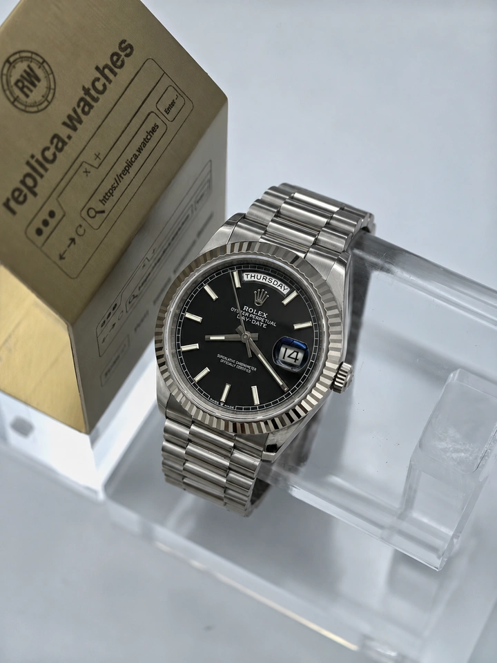 Rolex Day Date M228239-0004 Super Clone Watch 40mm Black Dial  Clone Calibre 3255 Gain Weight Edition