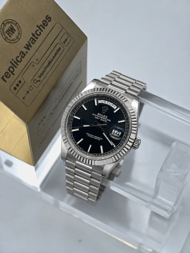 Rolex Day-Date M228239-0004 Super Clone Watch 40mm Black Dial Clone Calibre 3255 Luxury Timepiece