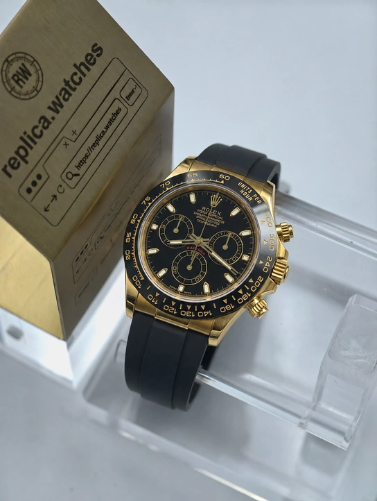 Rolex Daytona M116518LN-0035 Super Clone Watch 40mm Black Dial 904L Steel 18K Gold Plated Clone Calibre 4130