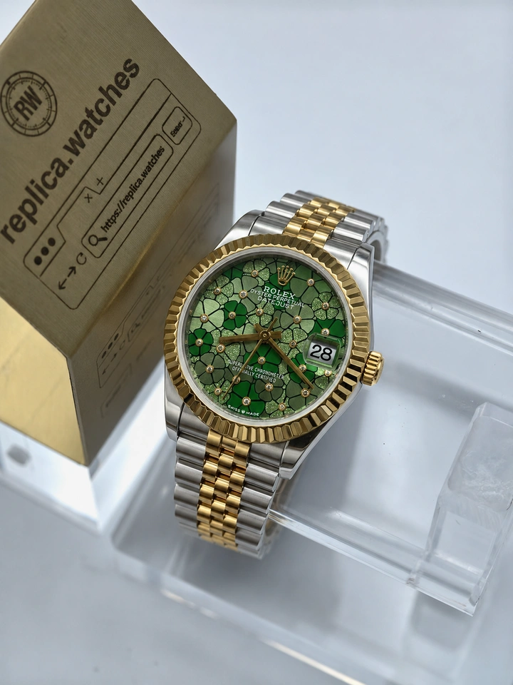 Rolex Ladies Datejust 31mm M278273-0032 Super Clone Watch Olive Green Floral Dial Clone Calibre 2236