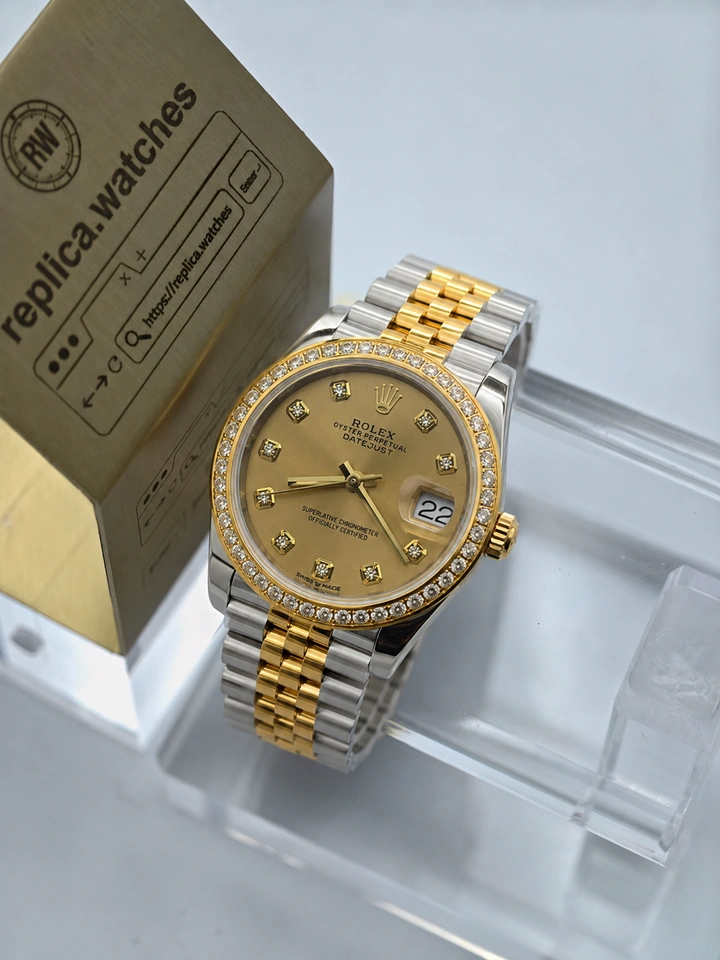Rolex Ladies Datejust 31mm M278383RBR-0026 Super Clone Watch Champagne Diamond Dial
