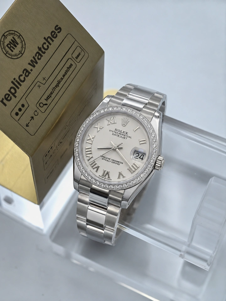 Rolex Lady-Datejust M278384RBR-0013 31mm White Roman Dial Super Clone Watch with Clone Cal.2236 Movement