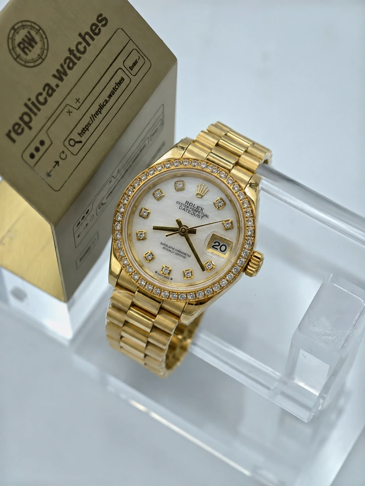 Rolex Lady-Datejust M279138RBR-0015 28mm White Mother of Pearl Super Clone Watch with Clone Calibre 2236
