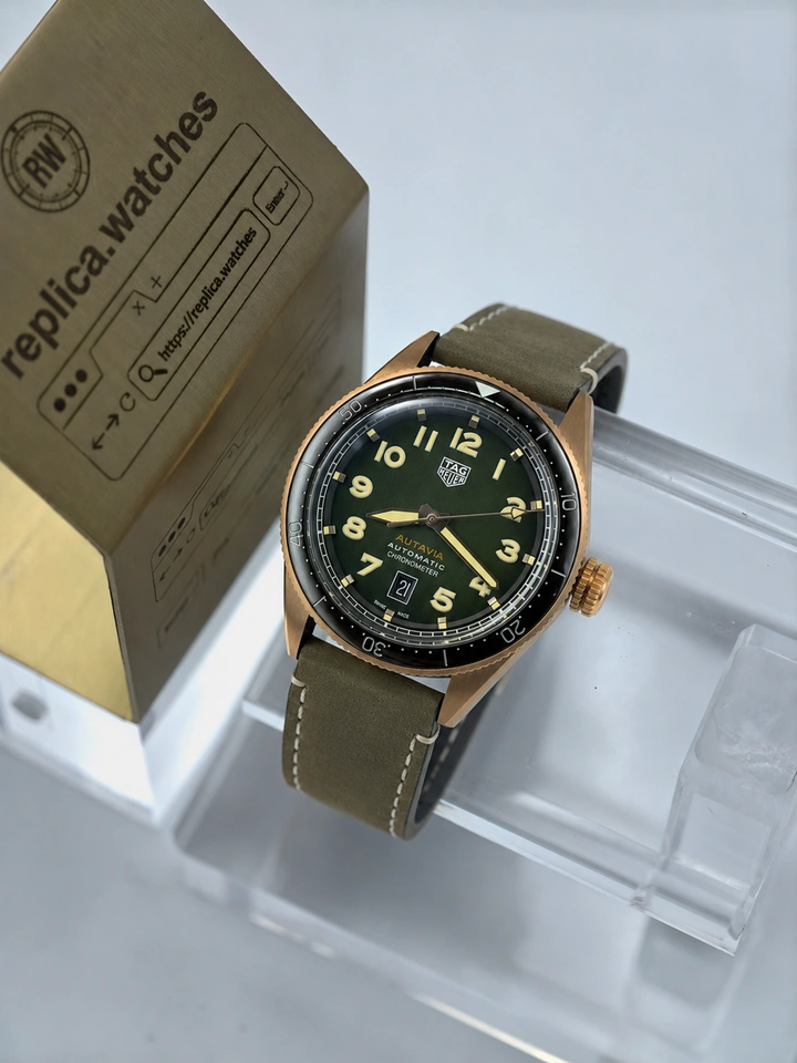 TAG Heuer Autavia WBE5190.FC8268 Super Clone Watch 42mm Bronze Case Smoked Green Dial Ceramic Bezel