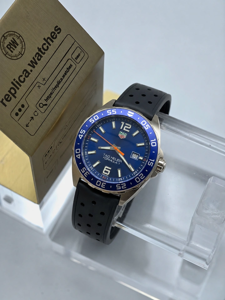 TAG Heuer Formula 1 WAZ1010.FT8024 Clone Watch 43mm Blue Dial Quartz Super Clone with Sapphire Crystal Rubber Strap