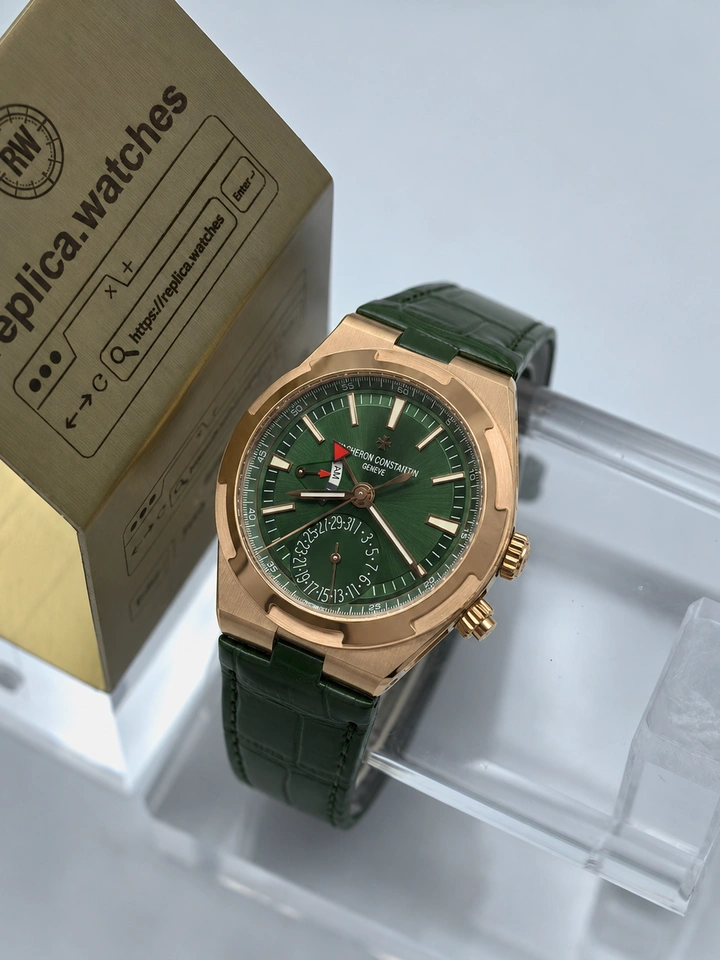 Vacheron Constantin Overseas 7920V/210R-B965 Clone Watch 41mm Green Dial Pink Gold Finish Super Clone