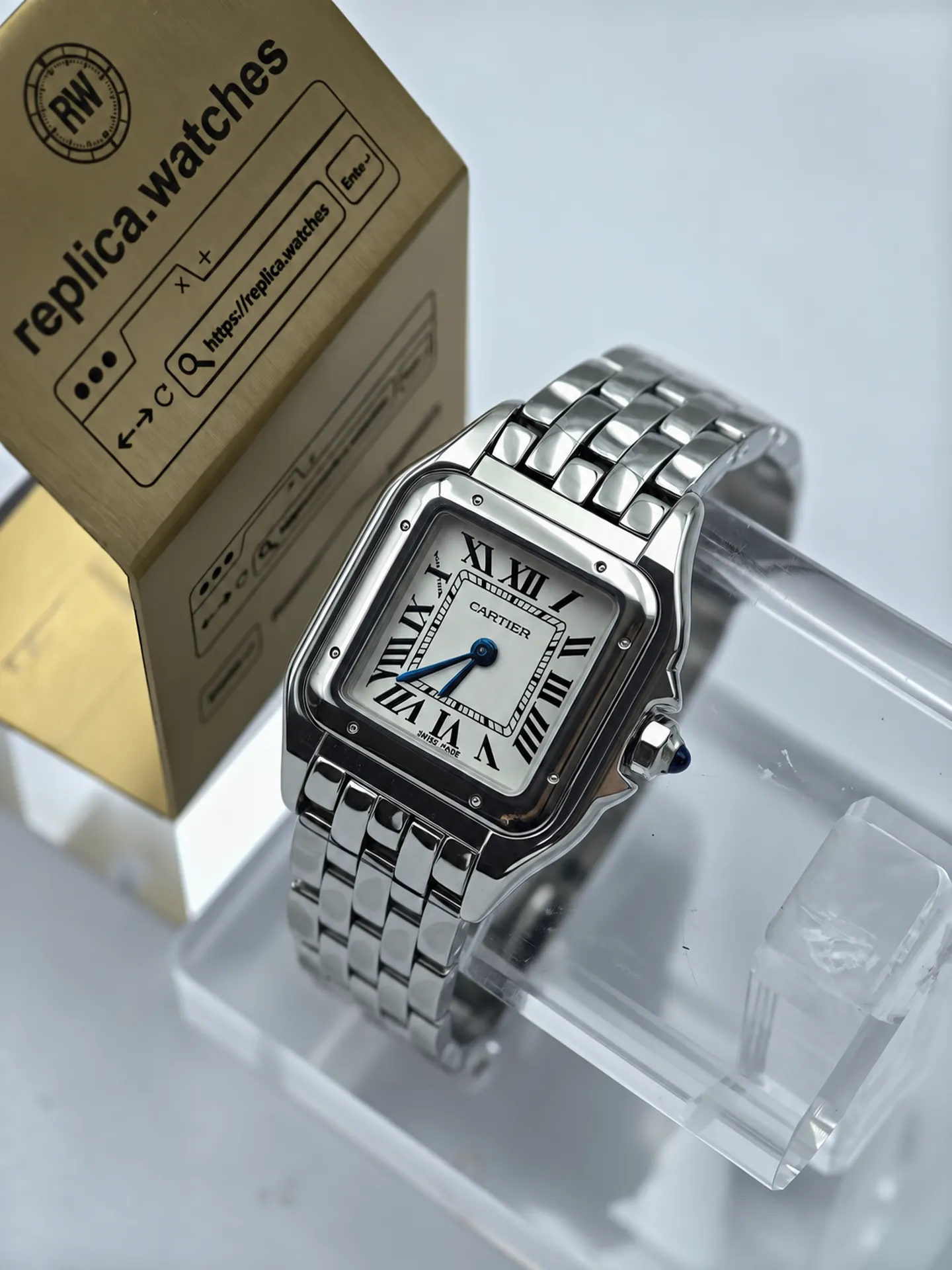 Replica Cartier Panthère WSPN0013 Silver Dial 23mm Steel Quartz Watch