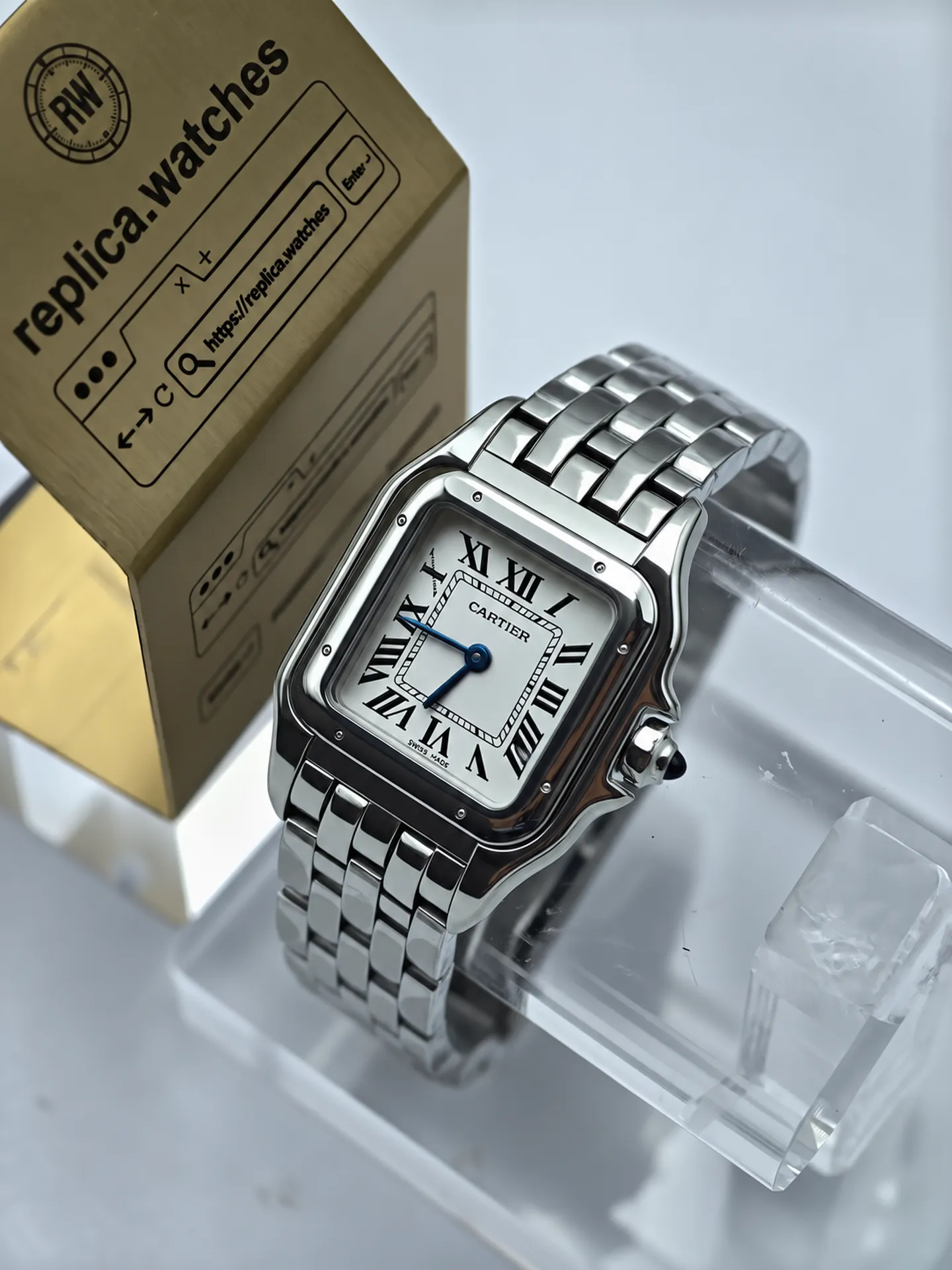 Replica Cartier Panthère WSPN0015 Silver Roman Dial 27mm Steel Quartz Watch