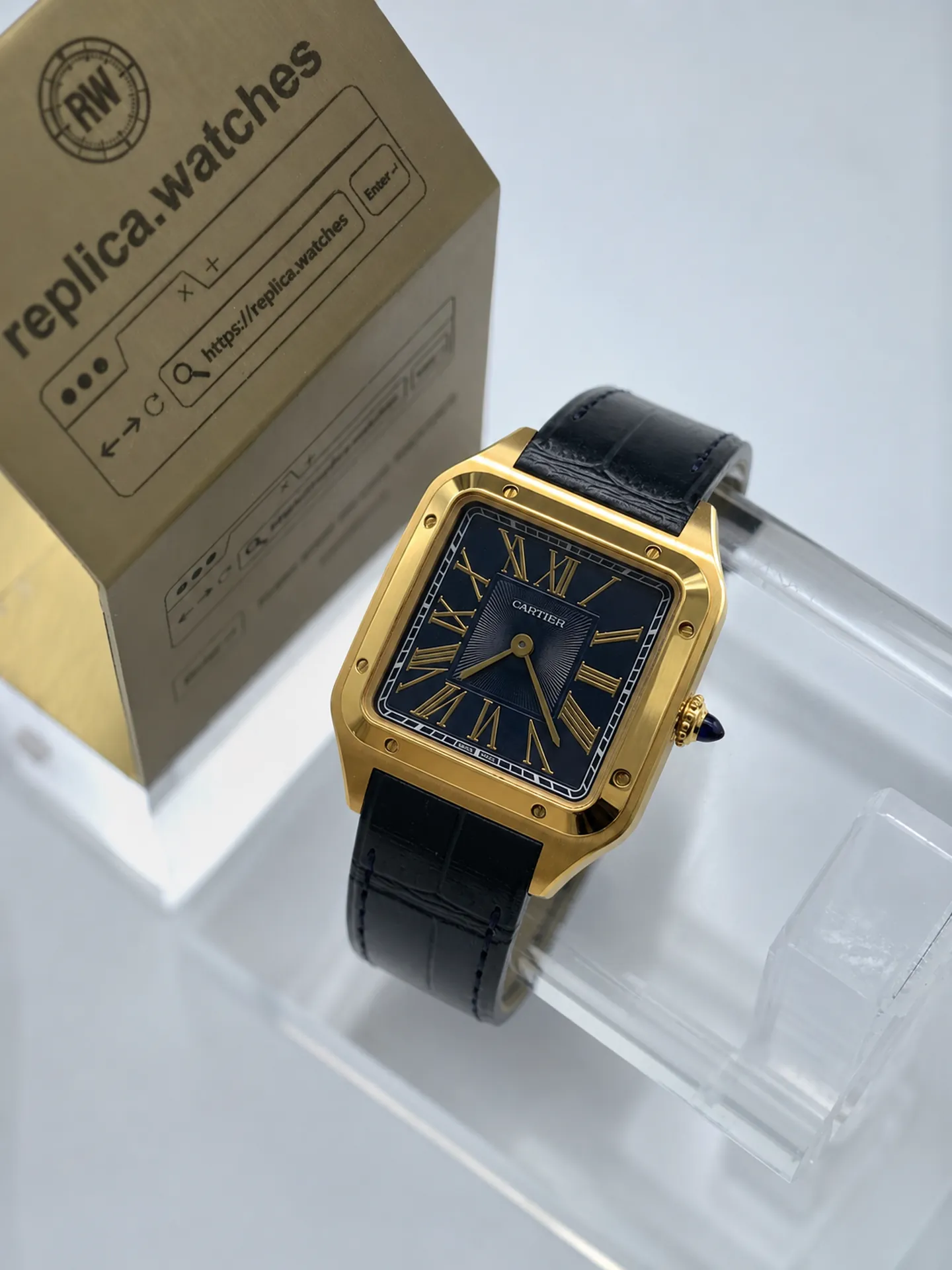 Replica Cartier Santos Dumont WGSA0115 Blue Dial 43.5mm Yellow Gold Watch
