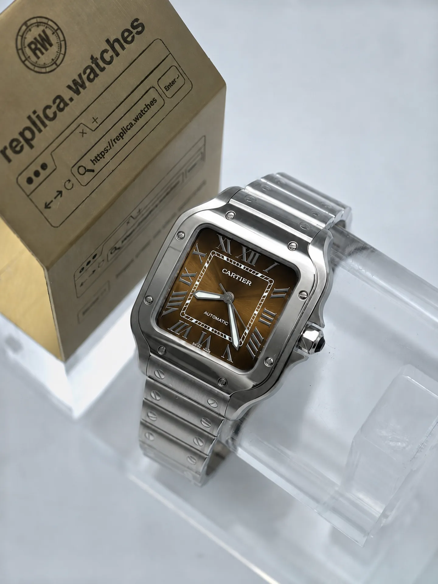 Replica Cartier Santos WSSA0065 Brown Gradient Dial 41.9mm Steel Watch
