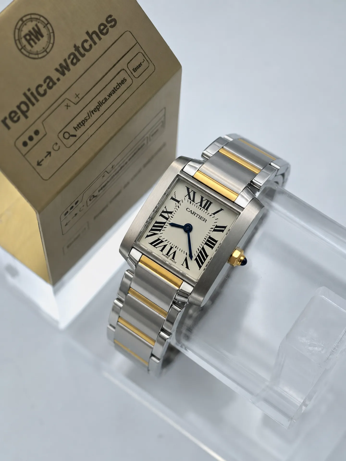 Replica Cartier Tank Francaise W2TA0003 Silver Dial 30mm Steel Yellow Gold Watch