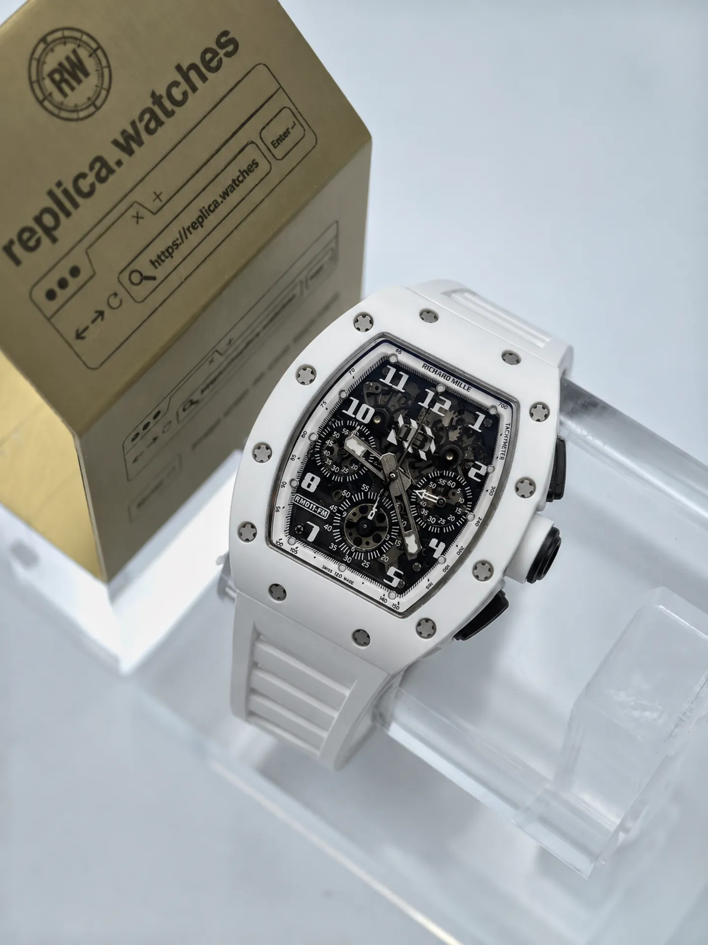 Replica Richard Mille RM 011 Felipe Massa White Ghost Ceramic 44.5mm Watch
