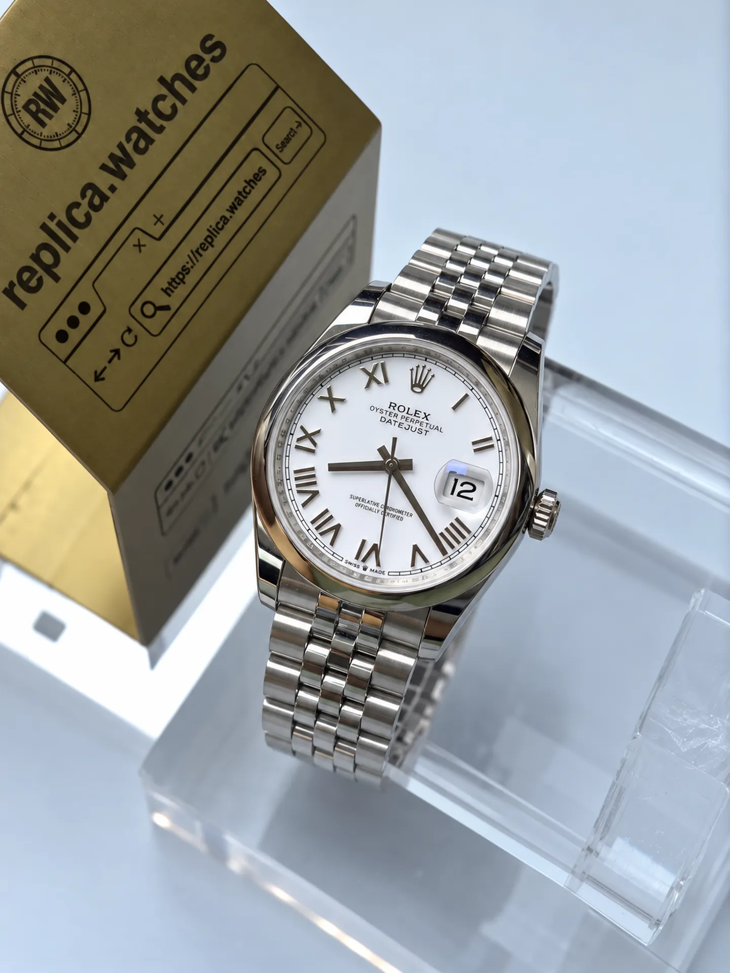Replica Rolex Datejust M126200-0007 White Roman Dial 36mm Steel Jubilee 3235 Watch