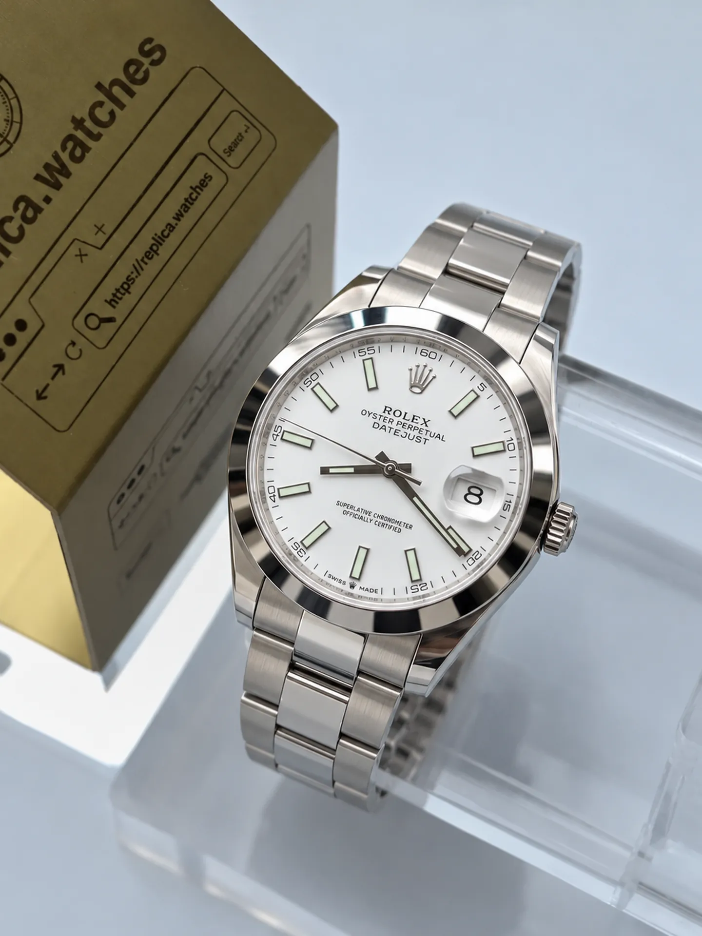 Replica Rolex Datejust M126300-0005 White Dial 41mm Steel Oyster 3235 Free Sprung Watch