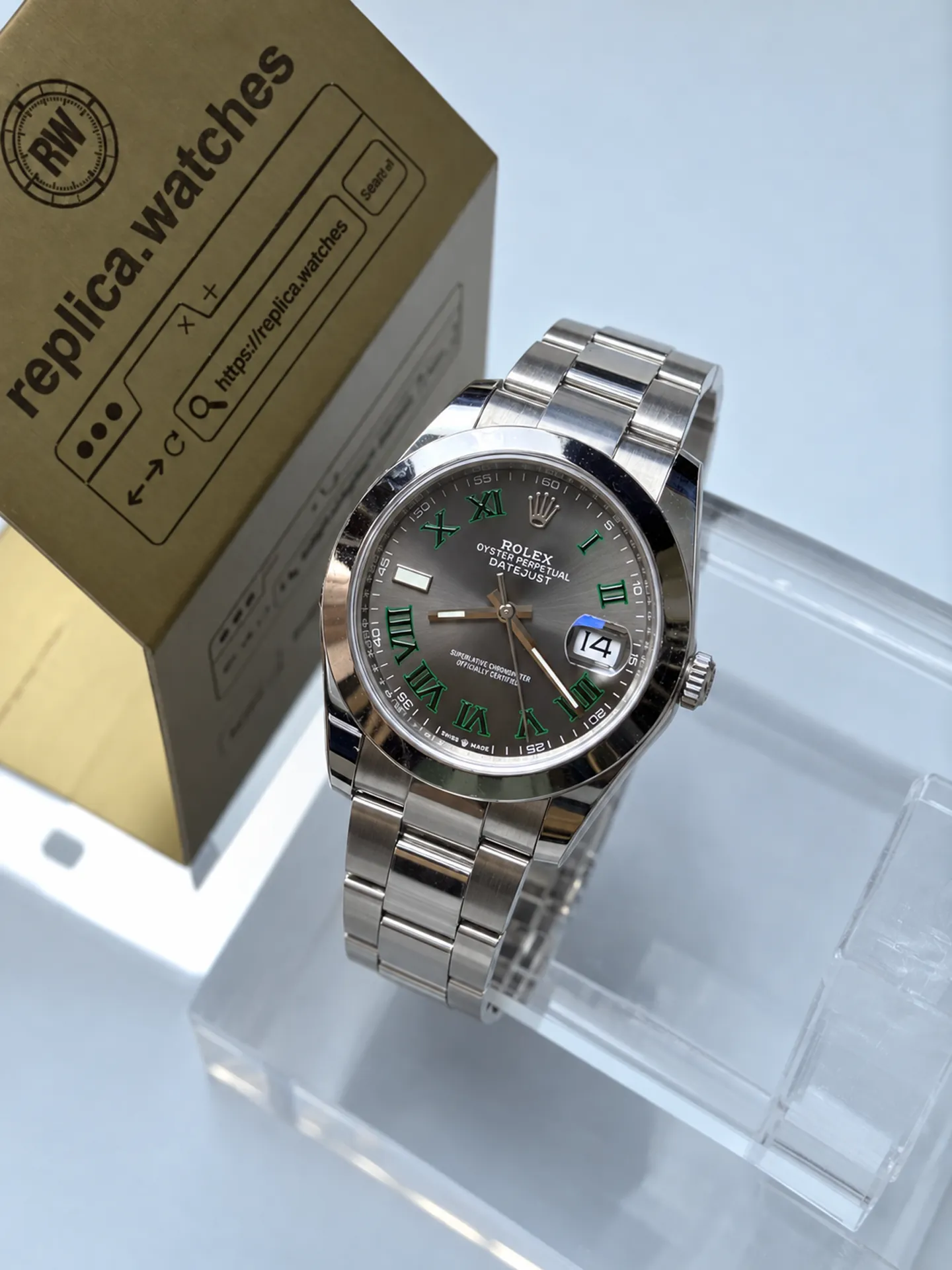 Replica Rolex Datejust M126300-0013 Wimbledon Dial 41mm Steel Oyster 3235 Free Sprung Watch