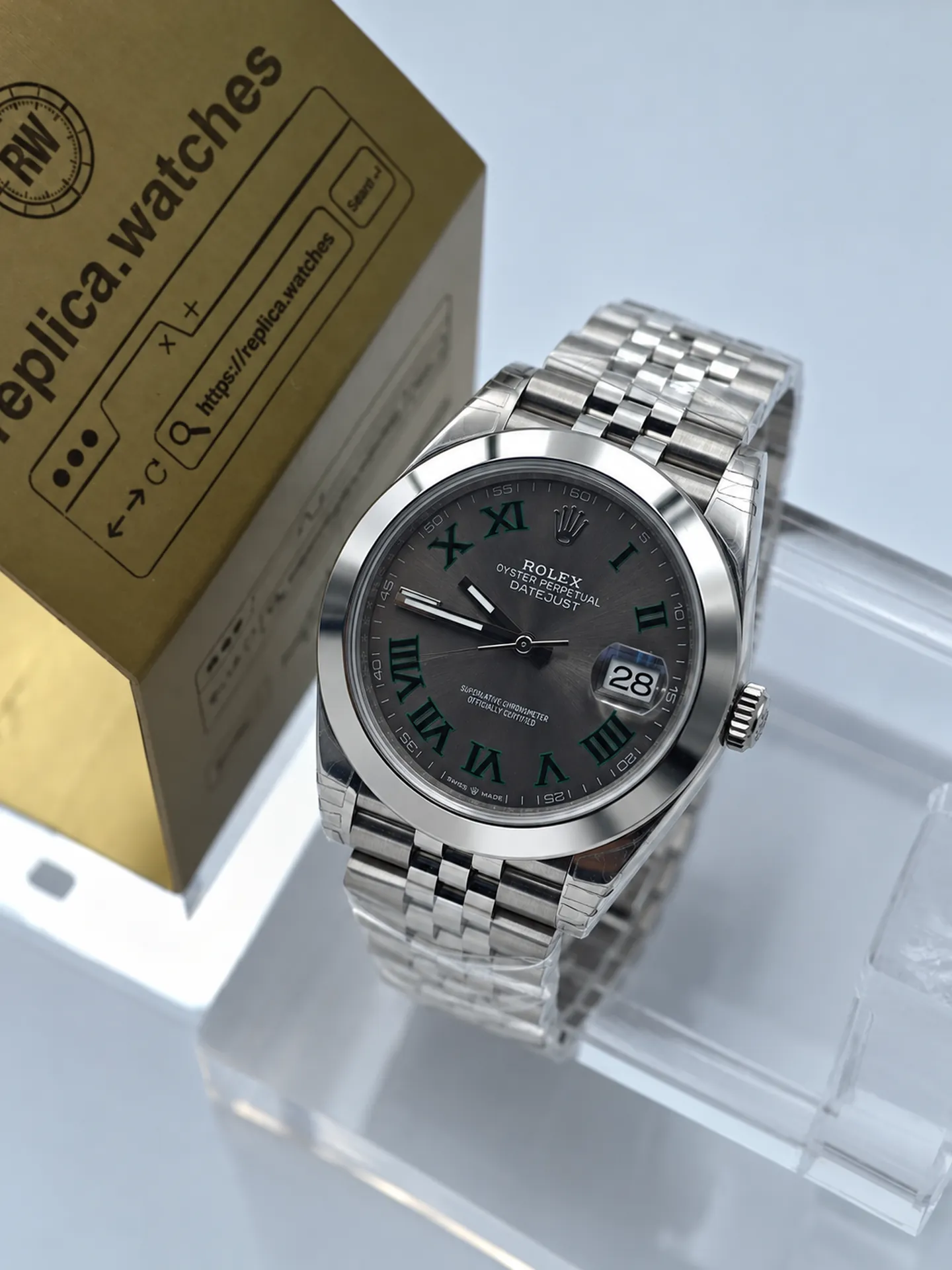 Replica Rolex Datejust 41 M126300-0014 Wimbledon Dial 41mm Steel Jubilee Watch