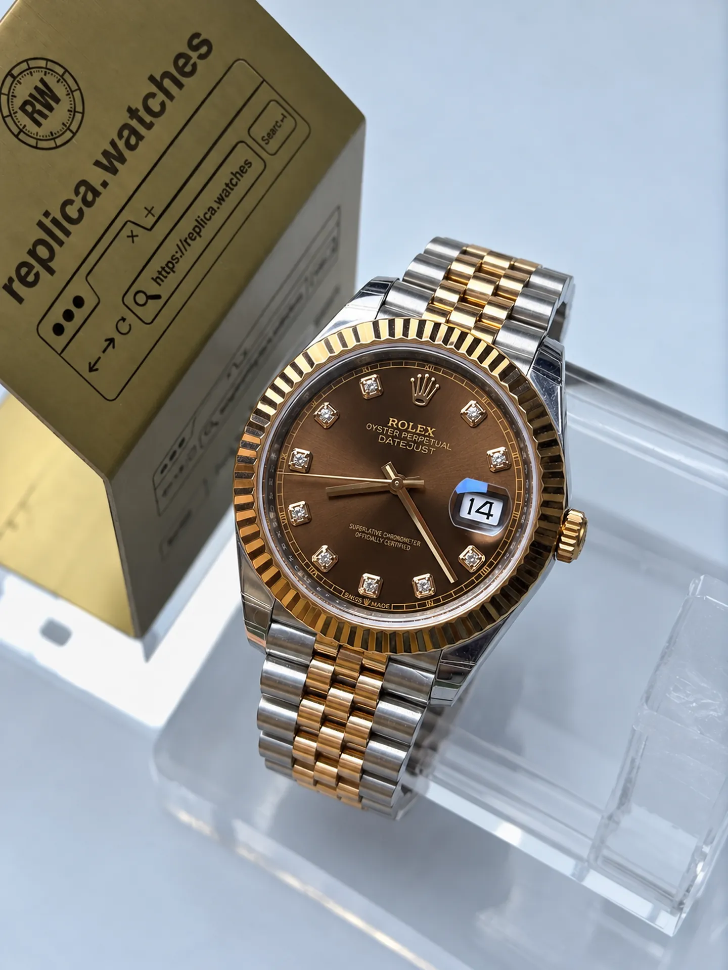 Replica Rolex Datejust M126331-0004 Chocolate Diamond Dial 41mm Everose Gold Jubilee 3235 Weighted Watch