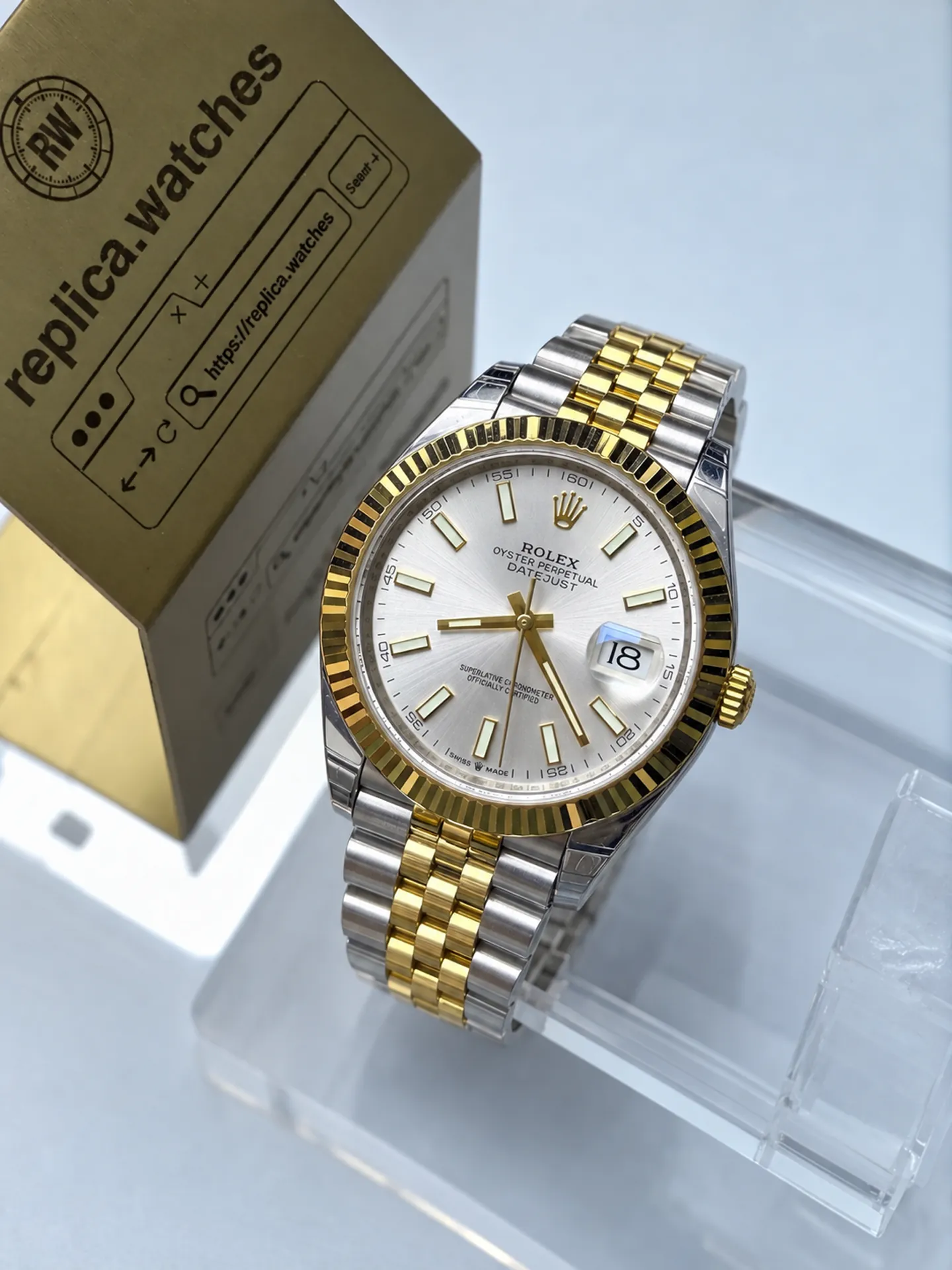 Replica Rolex Datejust M126333-0002 Silver Dial 41mm Steel Gold Jubilee 3235 Weighted Watch
