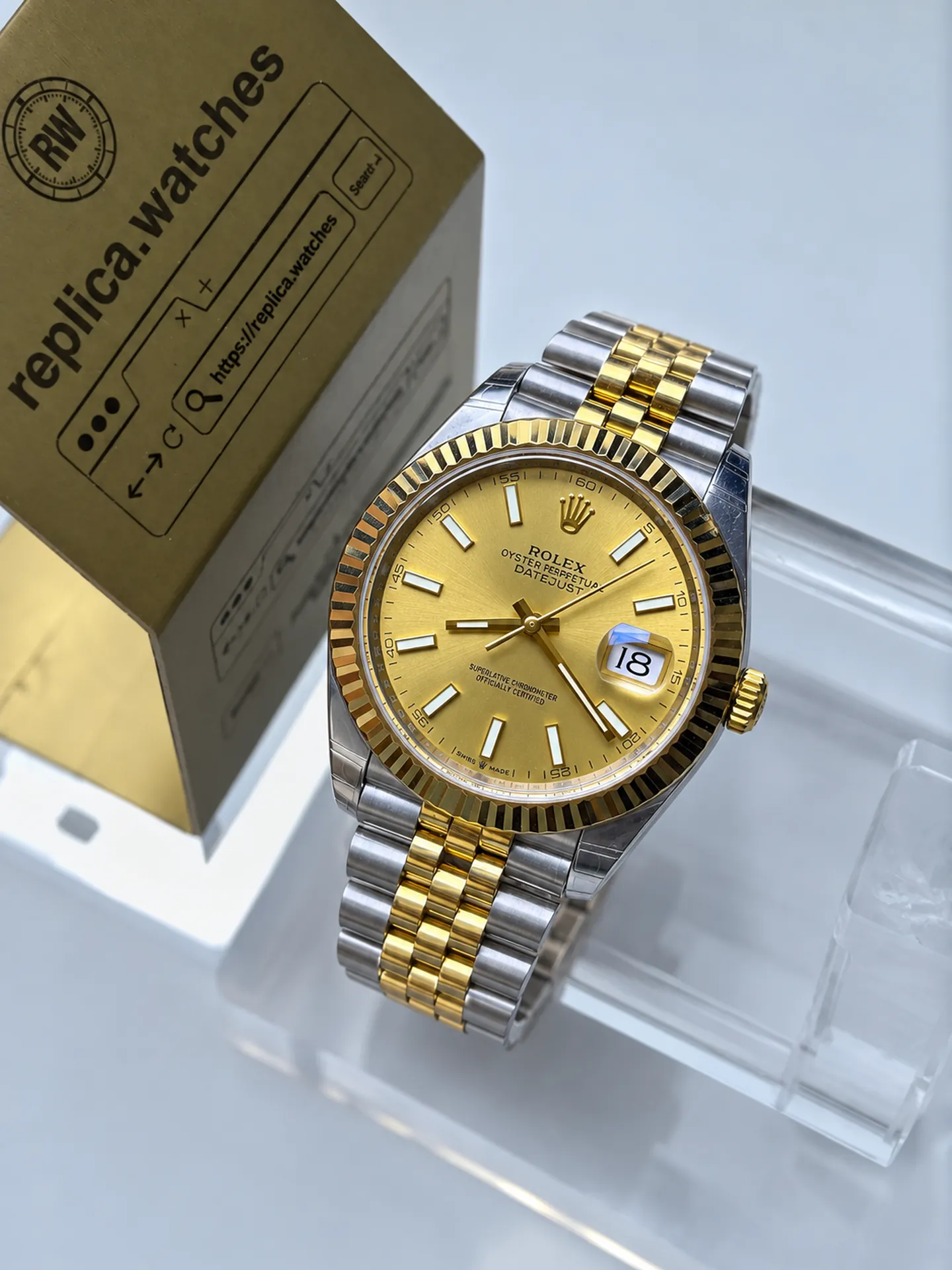 Replica Rolex Datejust M126333-0010 Champagne Dial 41mm Steel Gold Jubilee 3235 Weighted Watch