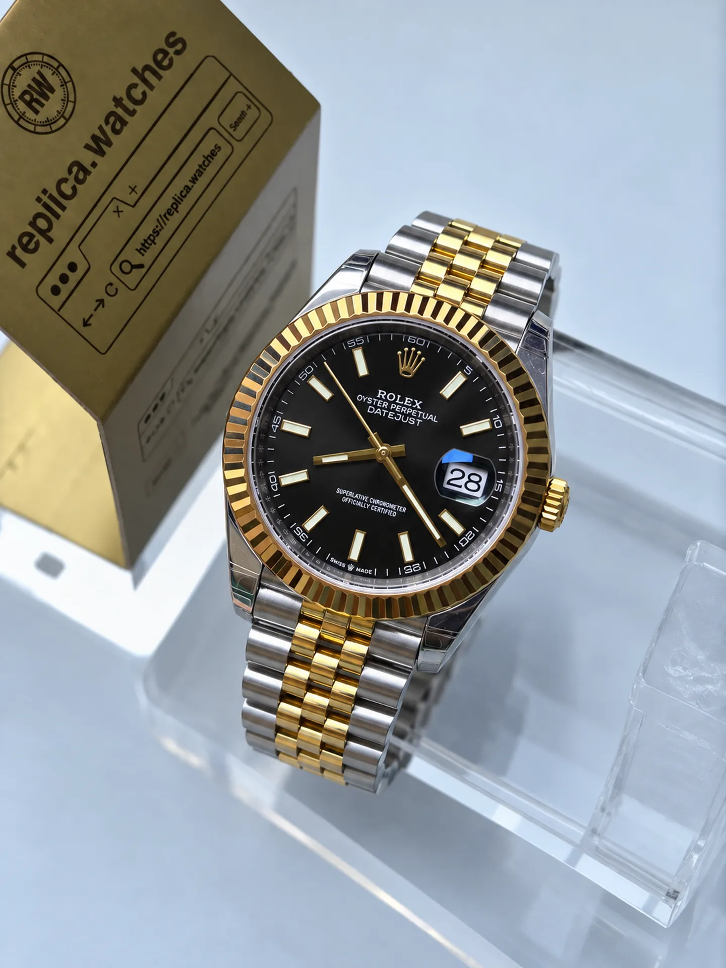 Replica Rolex Datejust M126333-0014 Black Dial 41mm Steel Gold Jubilee 3235 Weighted Watch