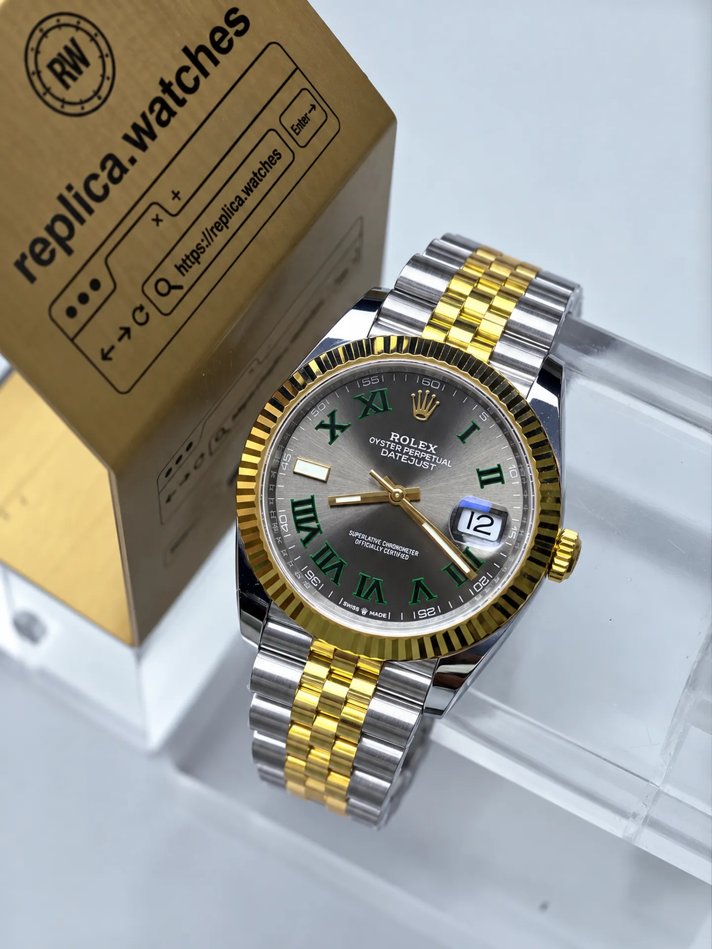 Replica Rolex Datejust M126333-0020 Wimbledon Dial 41mm Steel Gold Jubilee 3235 Watch