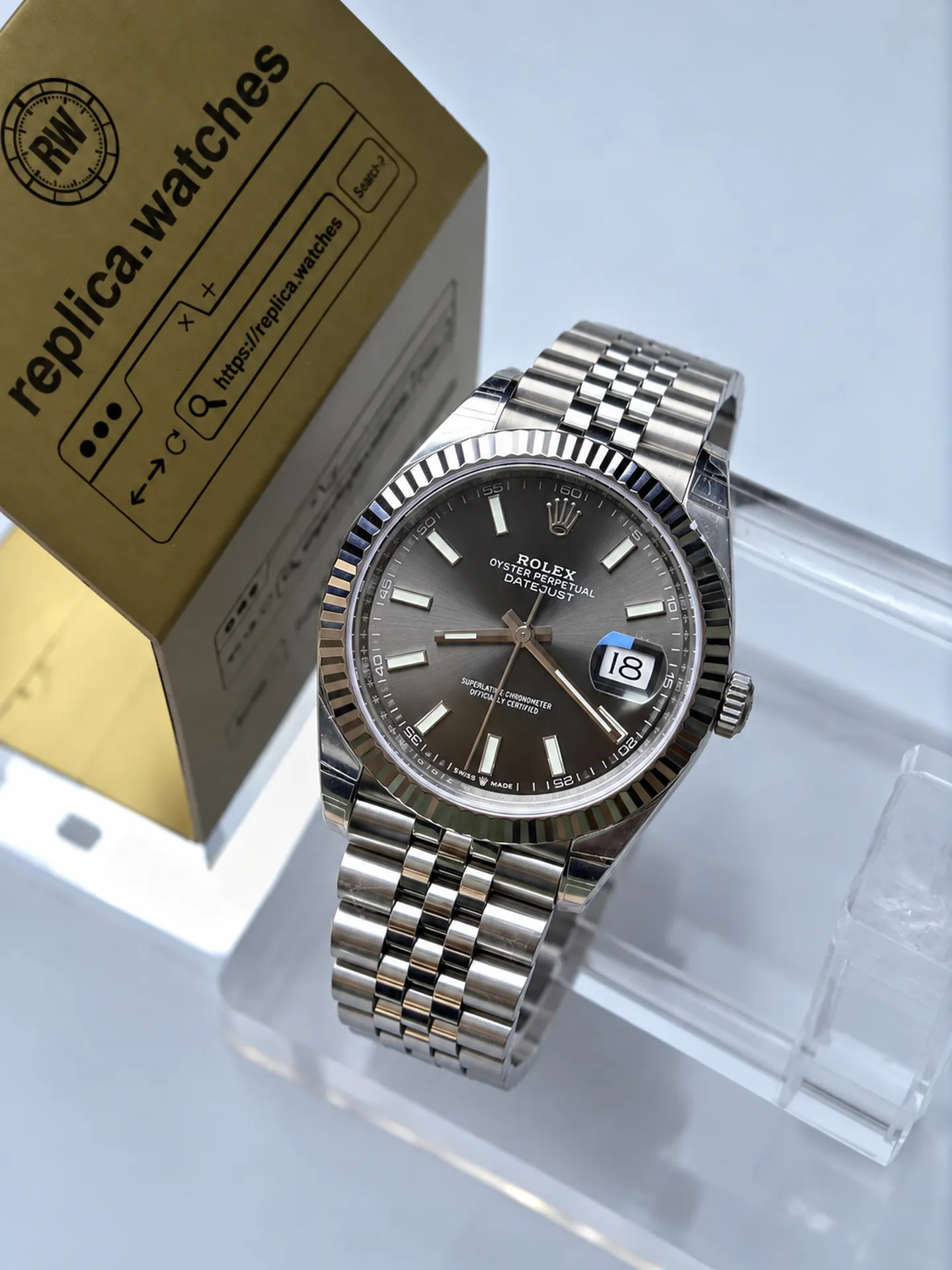 Replica Rolex Datejust M126334-0013 Dark Grey Dial 41mm Steel Jubilee 3235 Weighted Watch