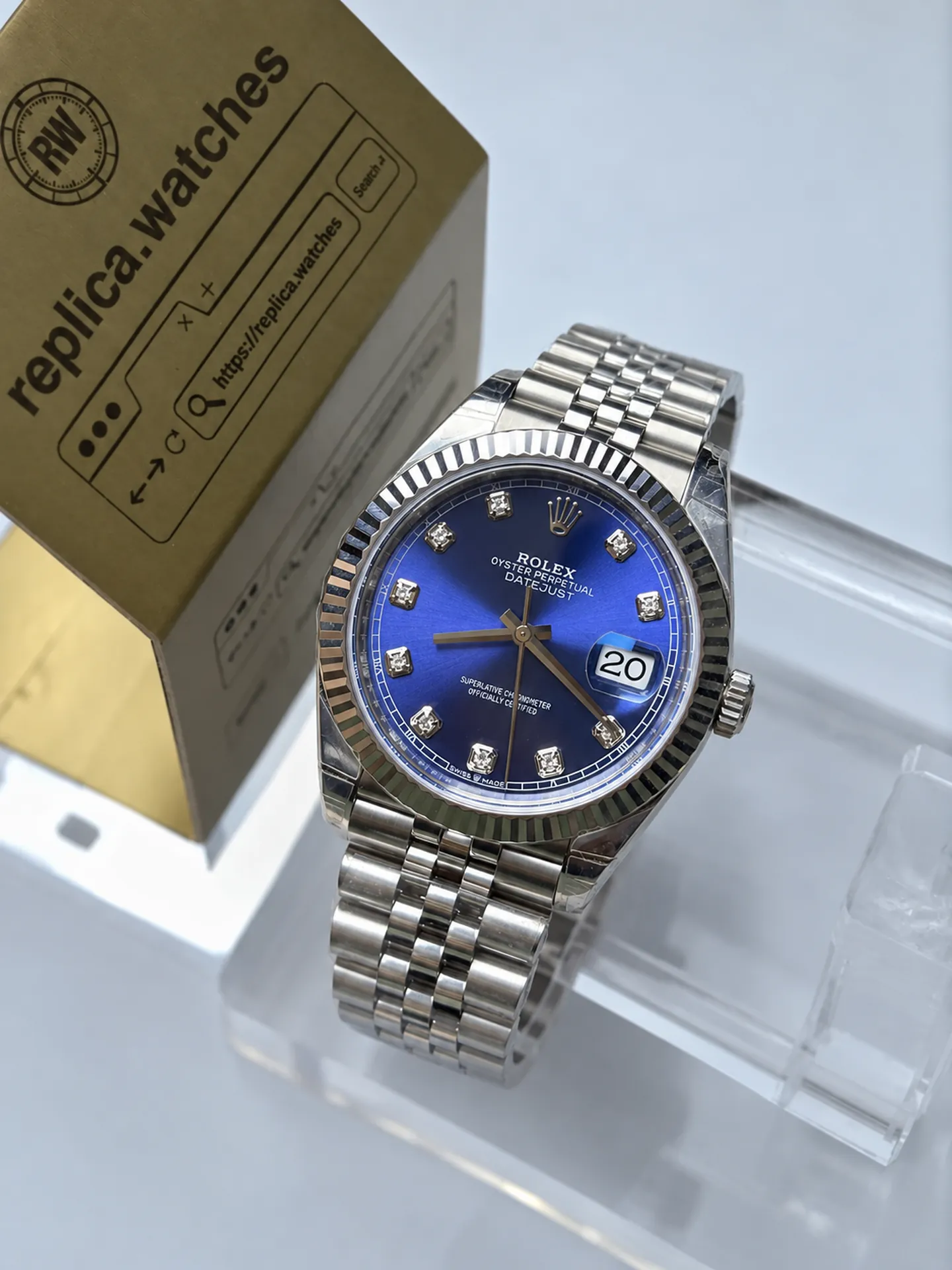 Replica Rolex Datejust M126334-0016 Blue Diamond Dial 41mm Steel Jubilee 3235 Weighted Watch