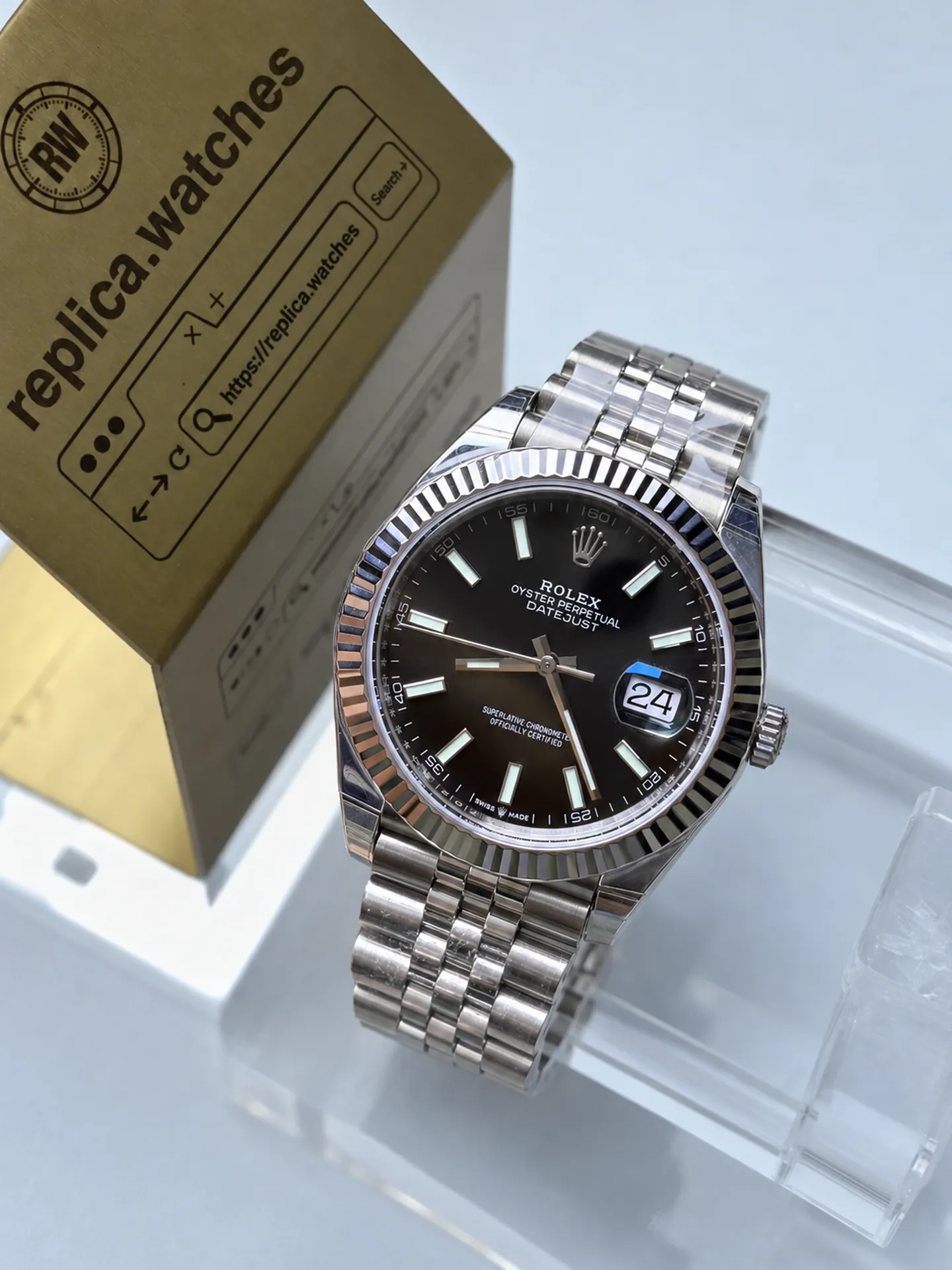 Replica Rolex Datejust M126334-0018 Black Dial 41mm Steel Jubilee 3235 Weighted Watch
