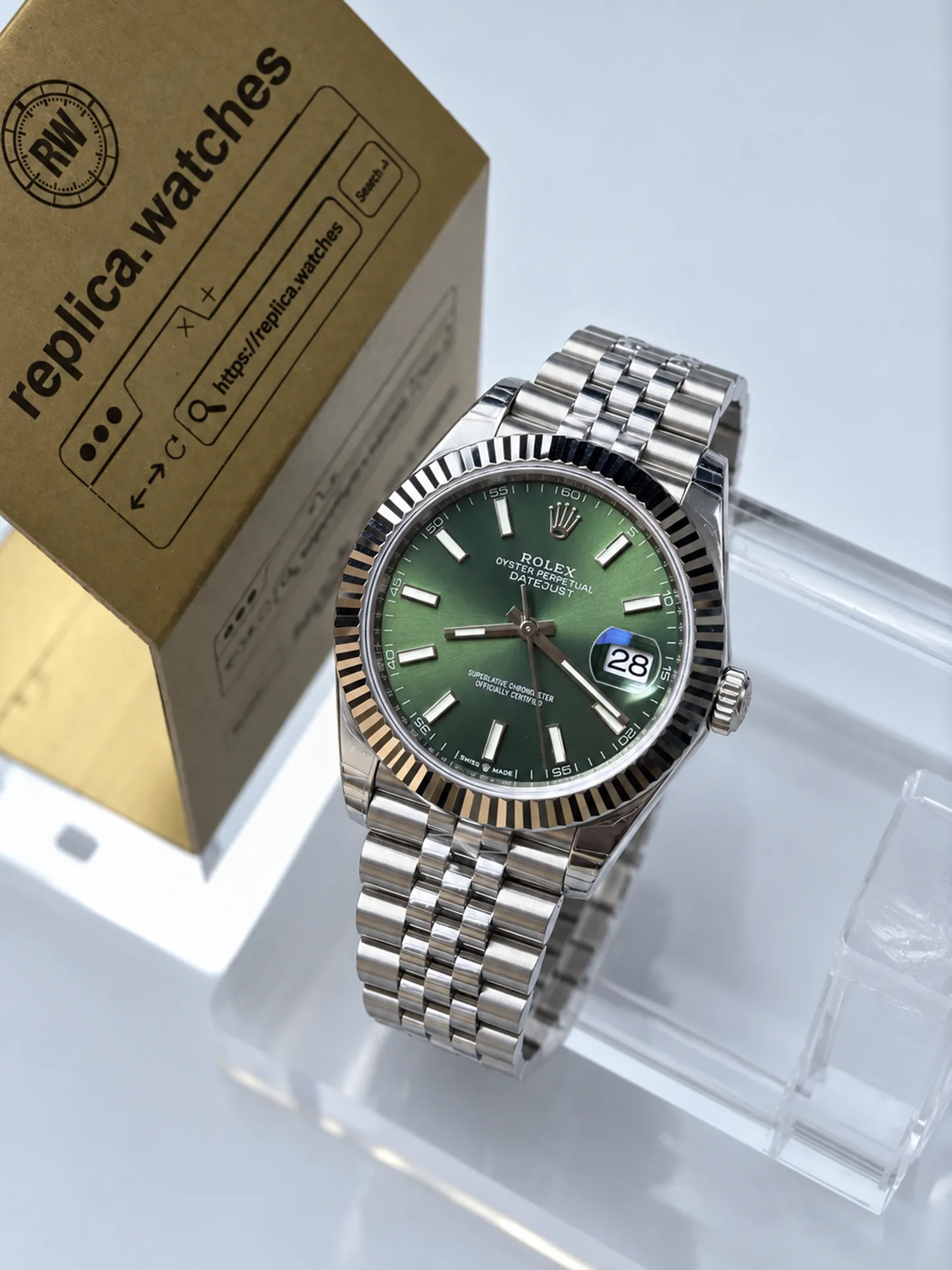 Replica Rolex Datejust M126334-0028 Mint Green Dial 41mm Jubilee 3235 Free Sprung Watch