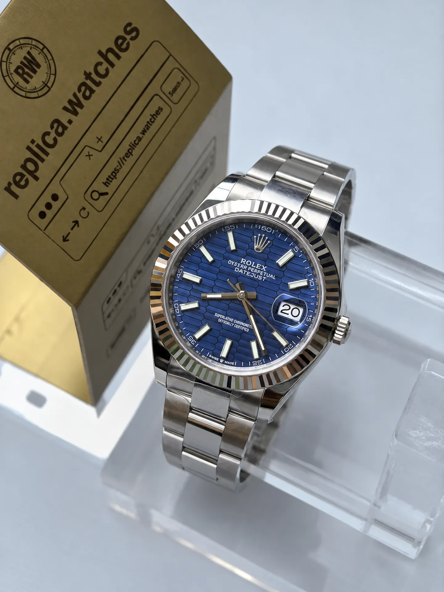 Replica Rolex Datejust M126334-0031 Blue Motif Dial 41mm Steel Oyster 3235 Free Sprung Watch
