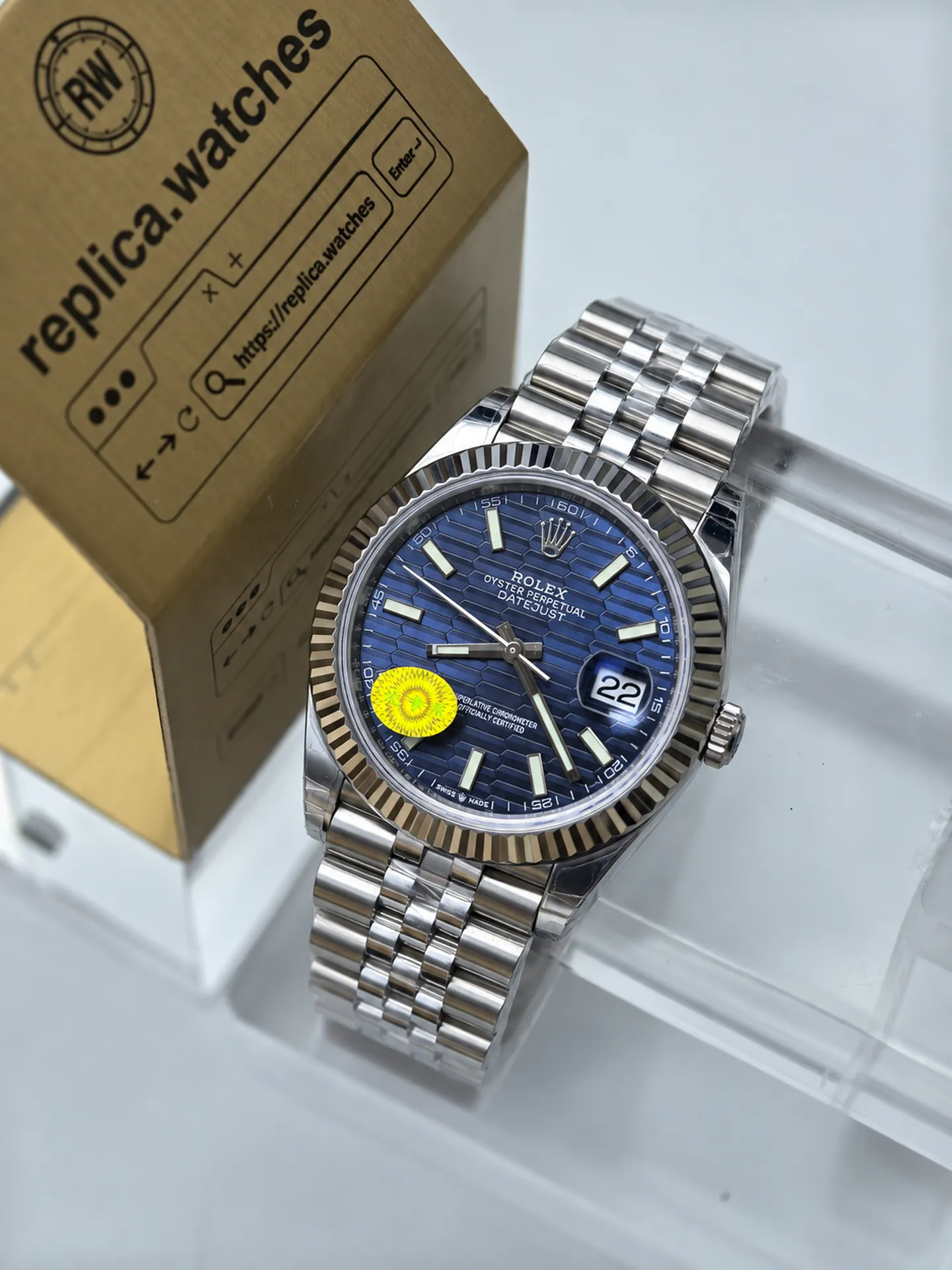 Replica Rolex Datejust M126334-0032 Blue Motif Dial 41mm Steel Jubilee 3235 Free Sprung Watch