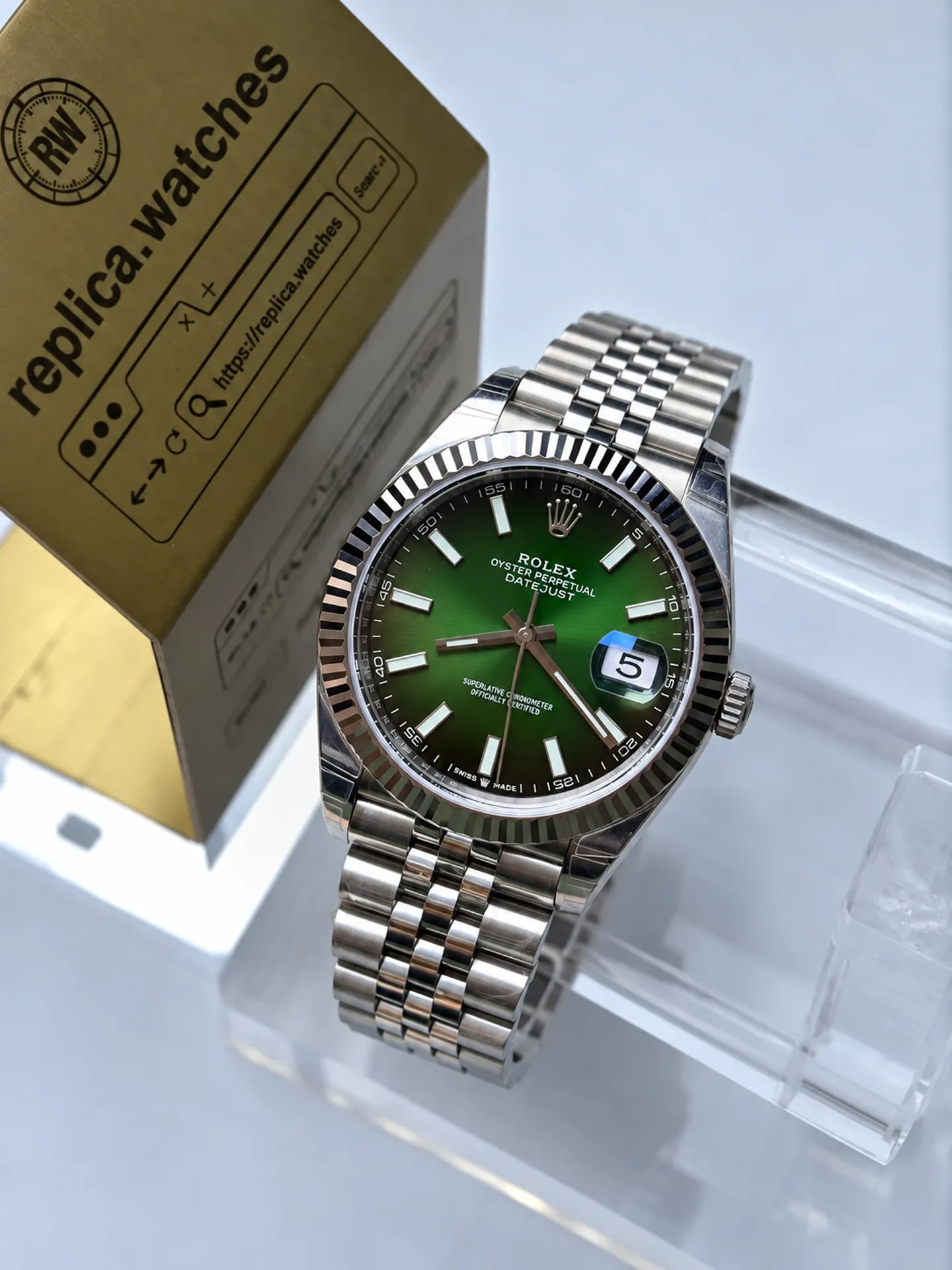 Replica Rolex Datejust M126334-0034 Green Gradient Dial 41mm Jubilee 3235 Weighted Watch