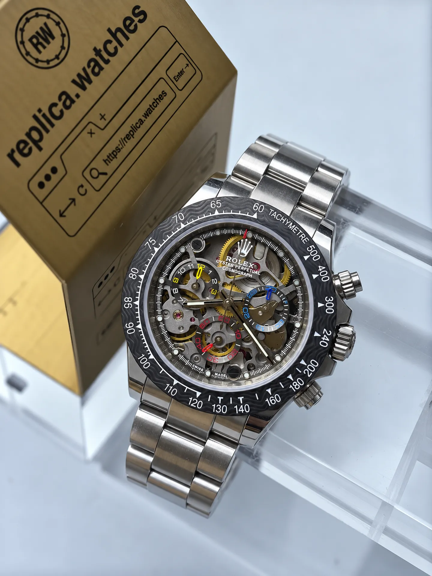 Replica Rolex Artisans de Geneve Skeleton Daytona 116520 Carbon Bezel 40mm Watch