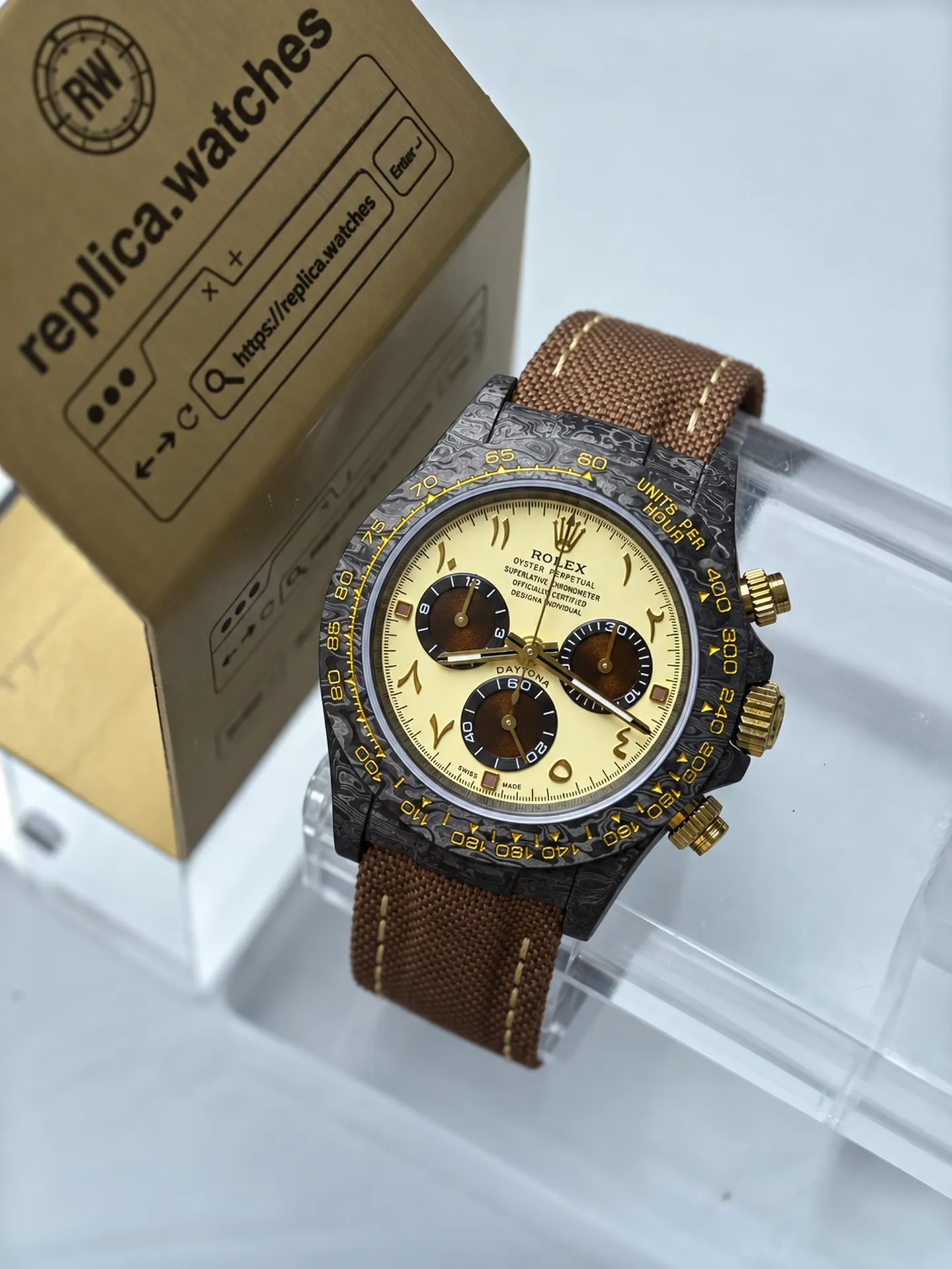 Replica Rolex Daytona Desert Eagle Arabic Carbon Fiber 40mm Automatic Watch