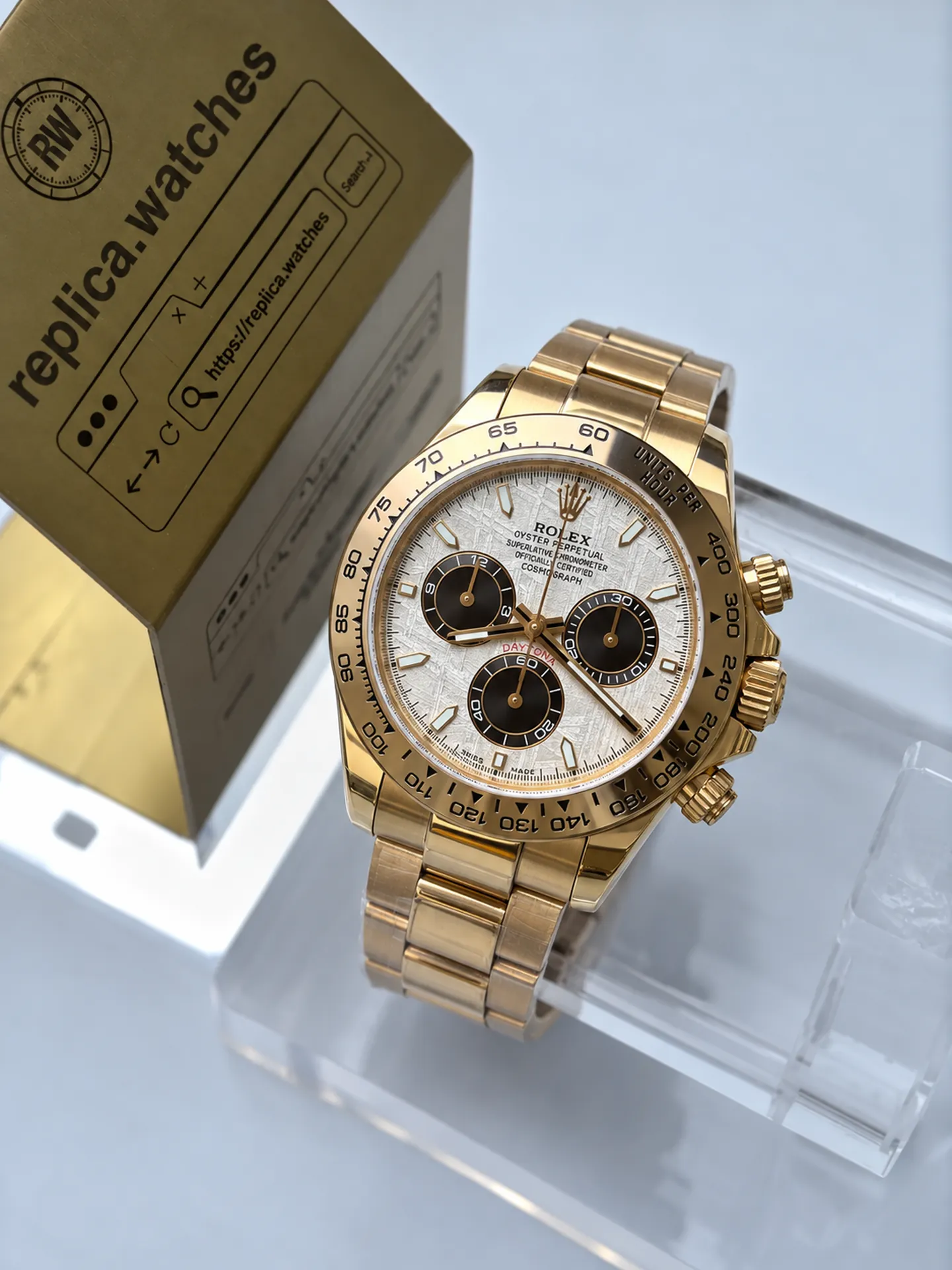 Replica Rolex Daytona M116508-0015 Meteorite Dial 40mm Yellow Gold 4130 Weighted Watch